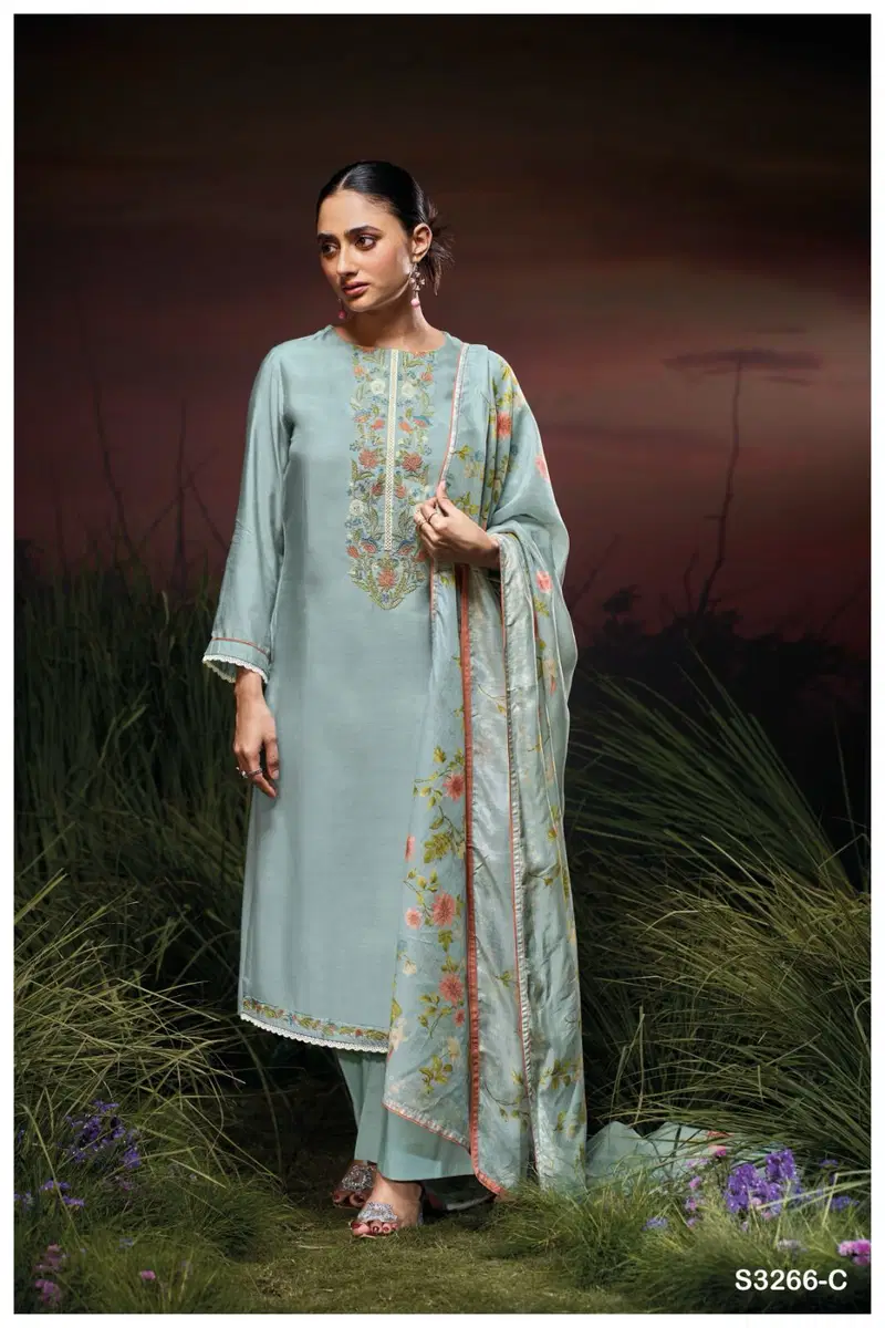 Janita Bemberg by Ganga Silk Embroidered Salwar Suit Collection